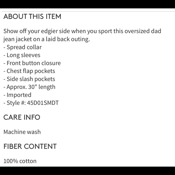 Top Shop Oversized Denim “Dad” Jacket - Picture 9 of 9